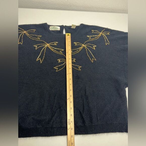 Vtg Colleen’s Collectables Lambwool Angora Rabbit Hair Beaded Black Sweater Sz M - Picture 14 of 16